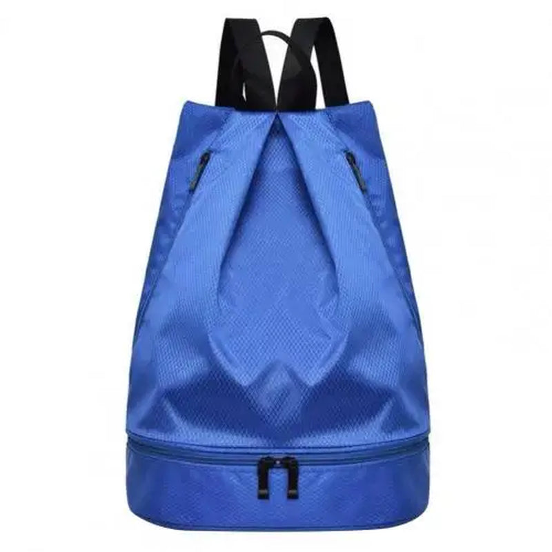 Swimming Waterproof Gym Sport Bag Foldable Backpack Drawstring Shop Pocket Hiking Camping Pouch Beach Sack with Shoe Compartment