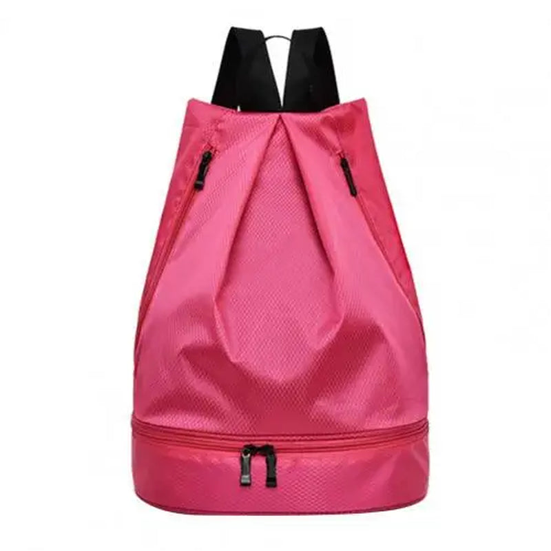 Swimming Waterproof Gym Sport Bag Foldable Backpack Drawstring Shop Pocket Hiking Camping Pouch Beach Sack with Shoe Compartment